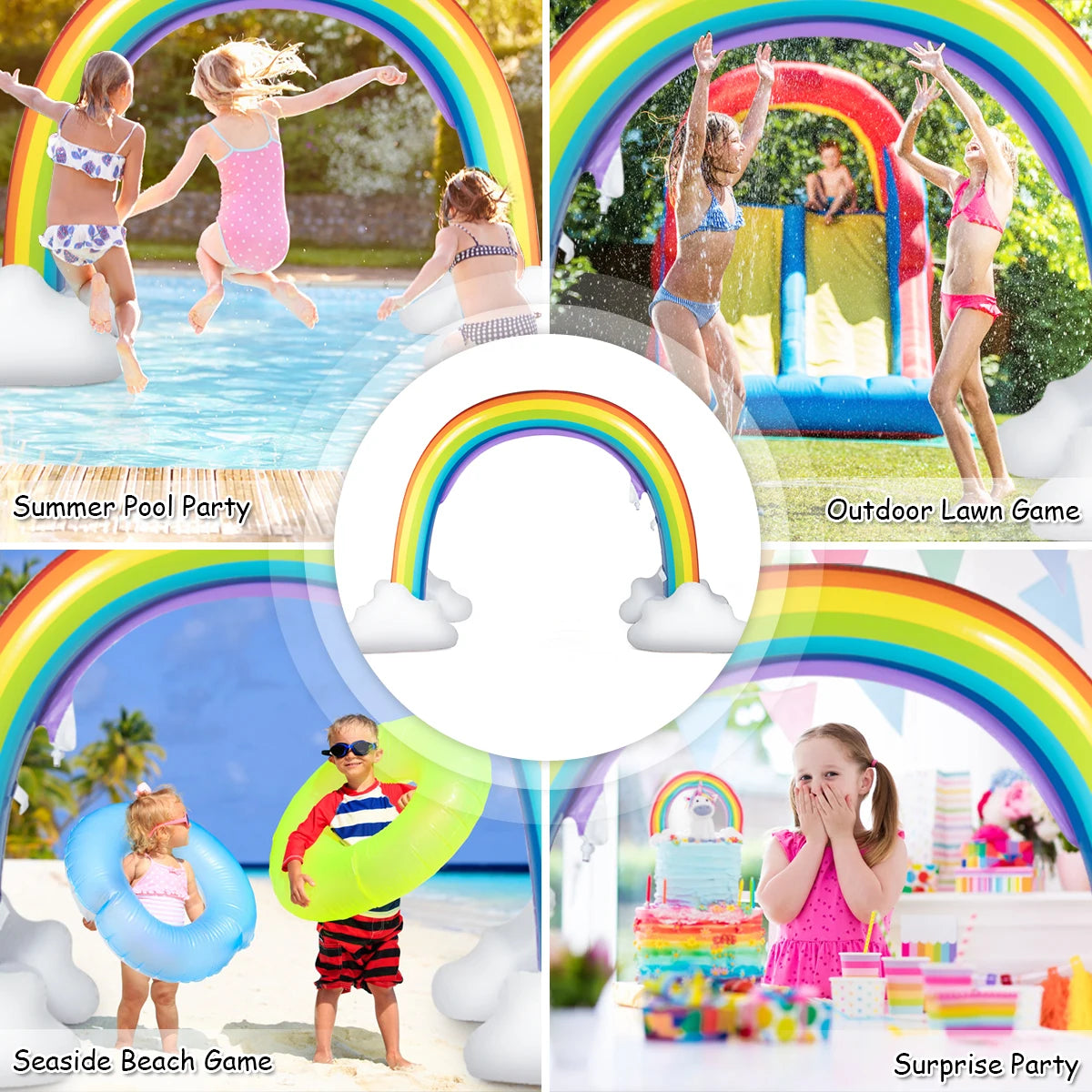 Arroseur Arc-en-Ciel Gonflable | Jeu d'Eau Extérieur pour Enfants