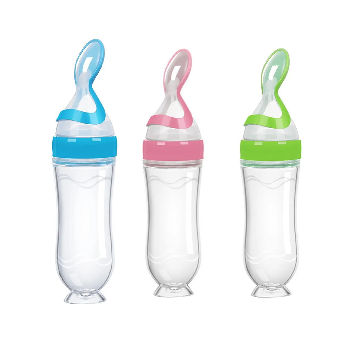Biberon Cuillère Distributeur en Silicone 90ml pour Bébé - Outil d'Alimentation Sûr et Facile pour les Premières Purées
