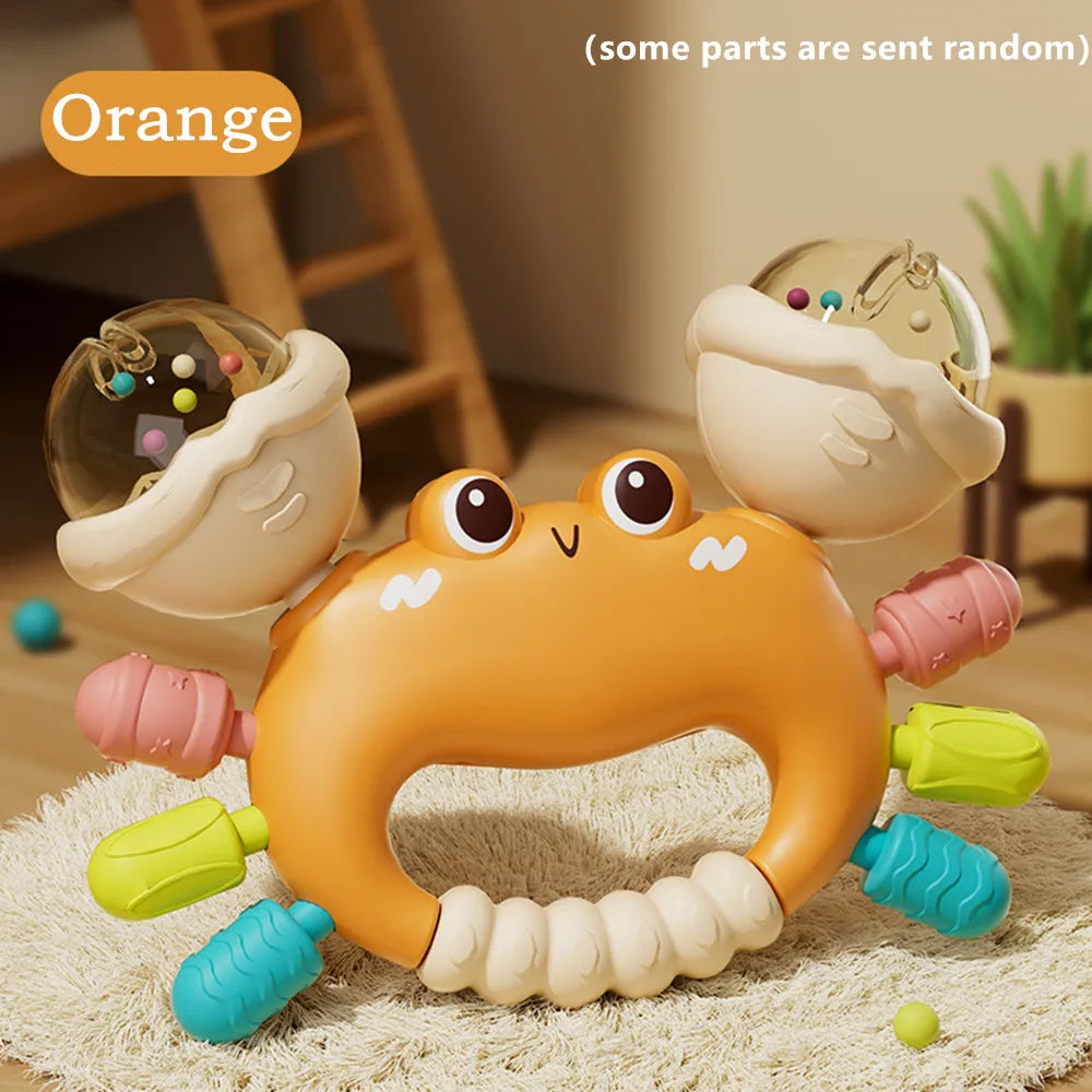 Hochet Main Bébé et Jouet de Dentition – Crabe Sensoriel Éducatif