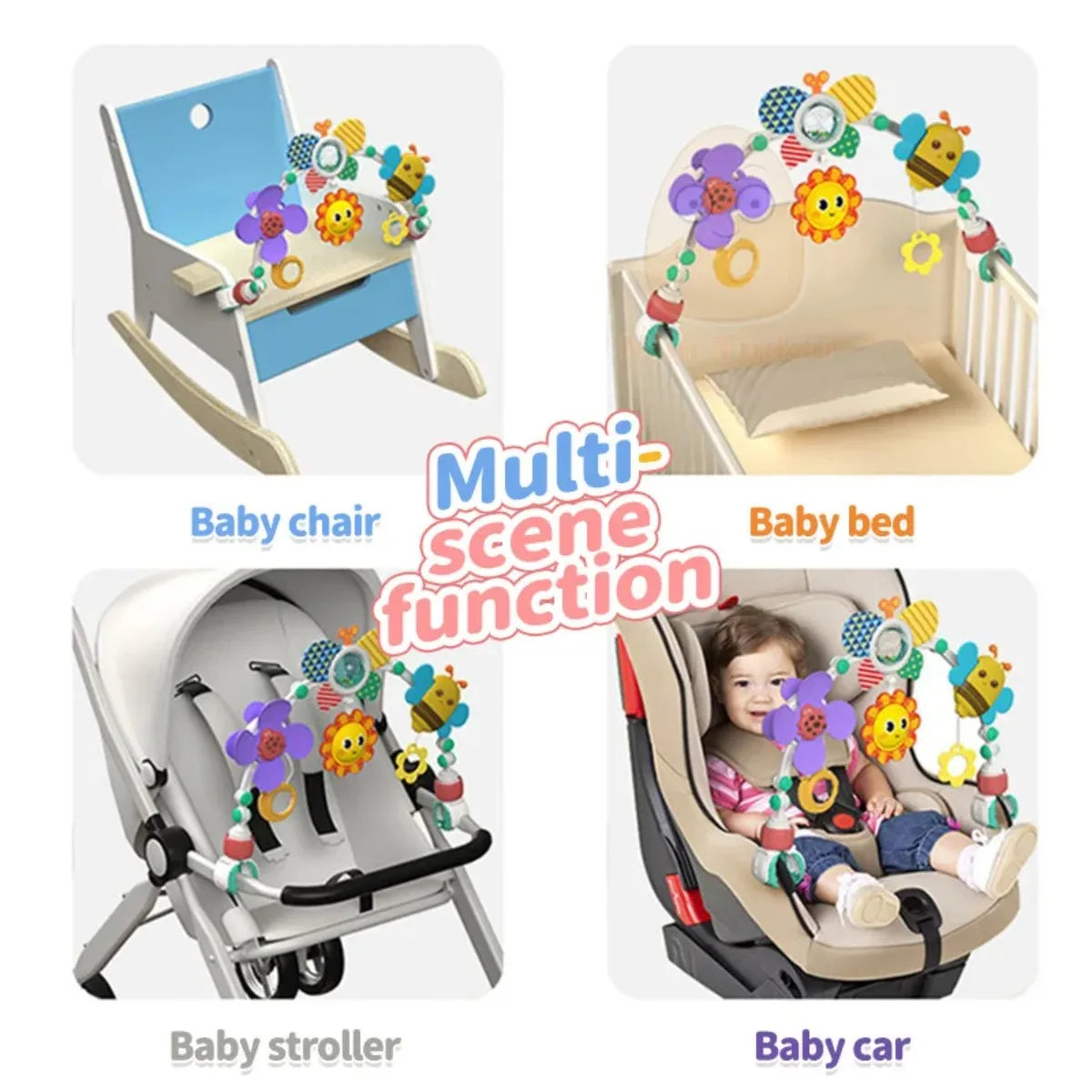 Hochet Bébé à Clip – Jouet Éducatif Suspendu pour Berceau & Poussette (0 à 12 Mois)