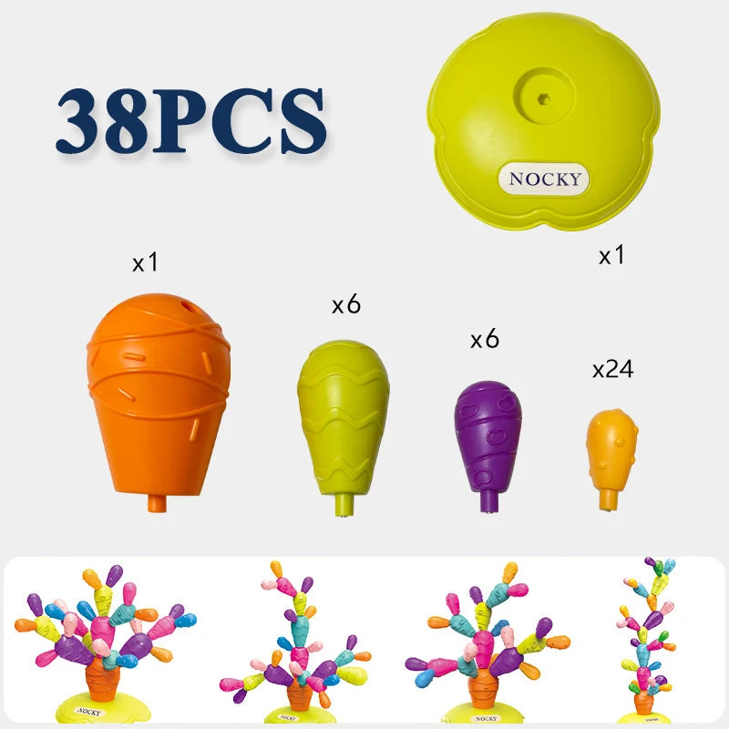 Jouet DIY Équilibre Cactus - Jeu de Tri et de Construction Arc-en-Ciel Montessori pour Bébé de 18 Mois King of Toys