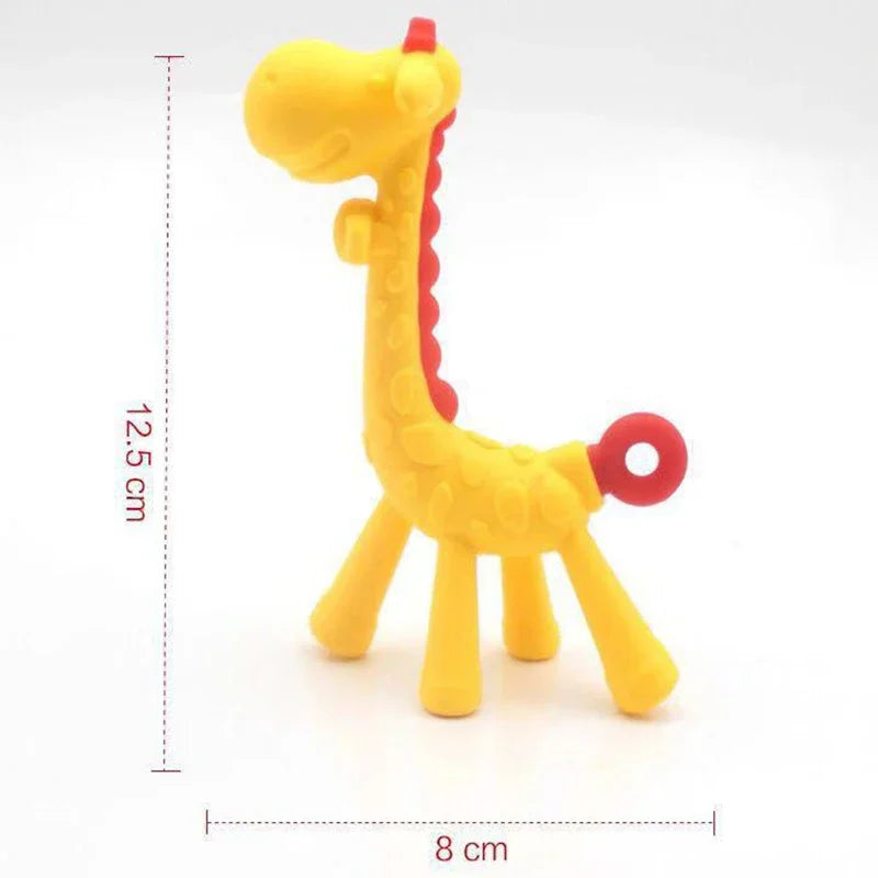 Anneau de Dentition Girafe en Silicone pour Bébé - Jouet Molaire Souple et Sûr pour Poussées Dentaires - Cadeau de Naissance sans BPA