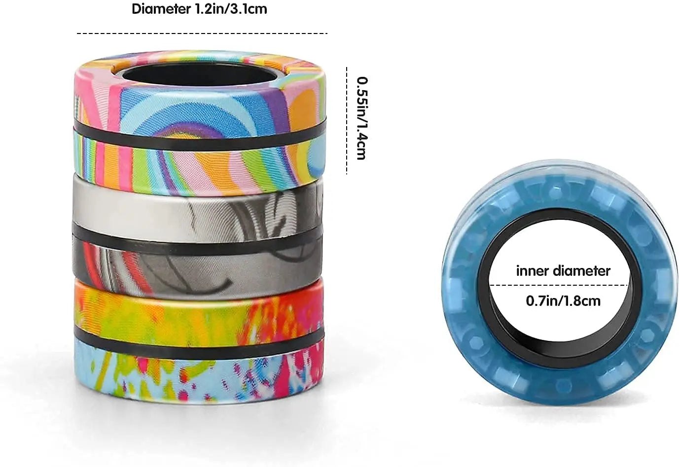 Anneaux magnétiques pour les doigts | Ensemble coloré de jouets fidget magnétiques pour enfants et adultes, anti-stress et soulagement de l’anxiété King of Toys
