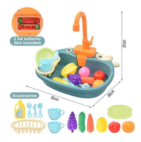 Évier de Cuisine Jouet pour Enfants - Lave-Vaisselle Électrique Miniature, Jeu de Rôle pour Filles, Jeu d’Imitation King of Toys