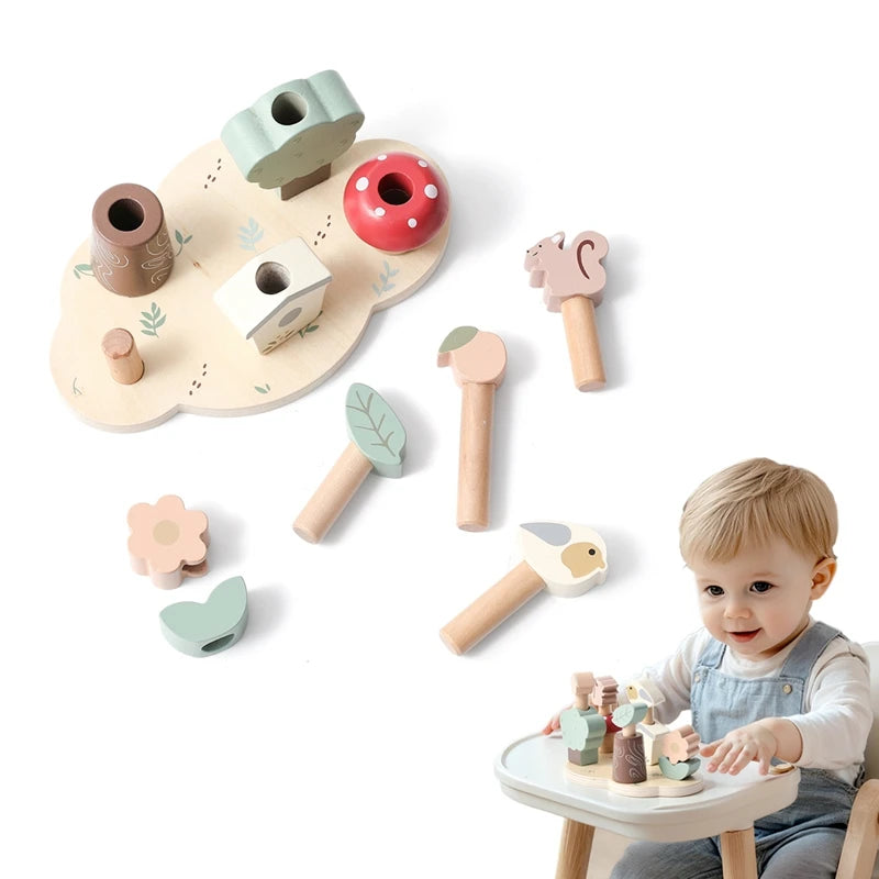 Jouets Montessori pour Enfants | Jouets en Bois Colorés à Ressort | Reconnaissance des Couleurs, Coordination Mains-Pieds pour Bébés et Tout-Petits | Cadeau de Jeu de Blocs King of Toys