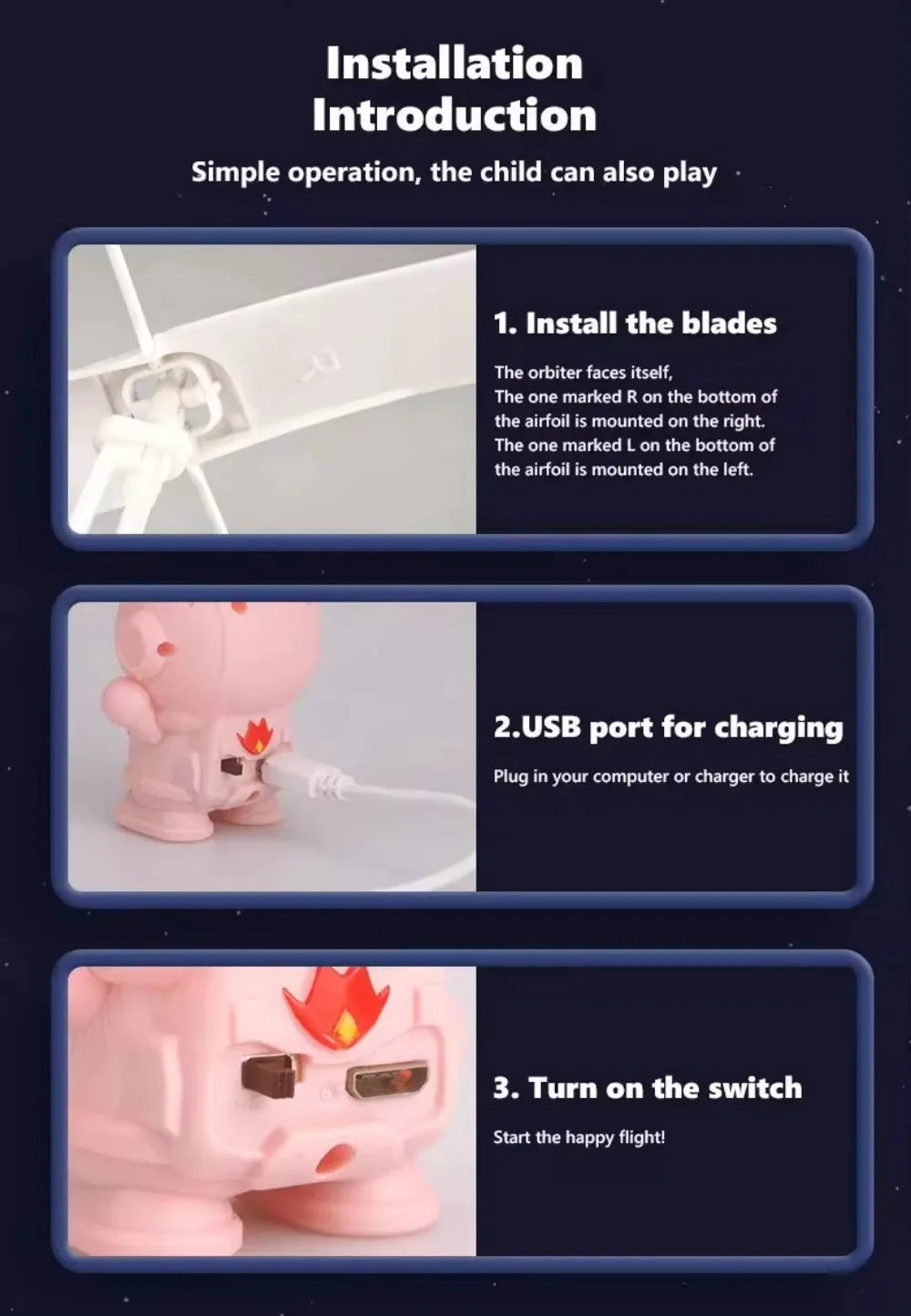 Drone Robot Lumineux Flottant | Jouet Astronaute à Commande Manuelle avec Lumières | Avion Volant Interactif pour Enfants | Cadeau Éducatif Extérieur pour 6+ Ans King of Toys