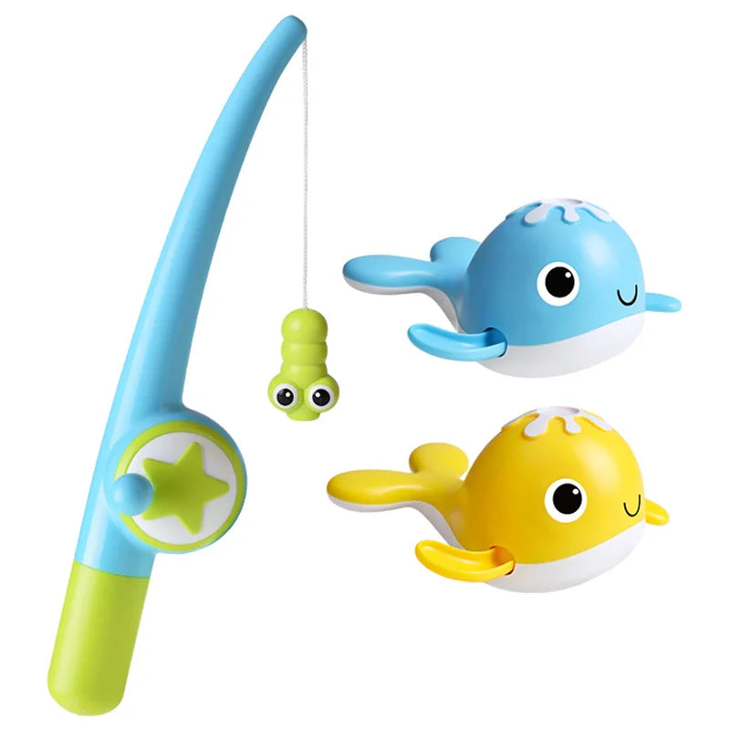 Jouets de pêche magnétique pour le bain | Baleines flottantes et ensemble de canne à pêche avec filet pour enfants King of Toys
