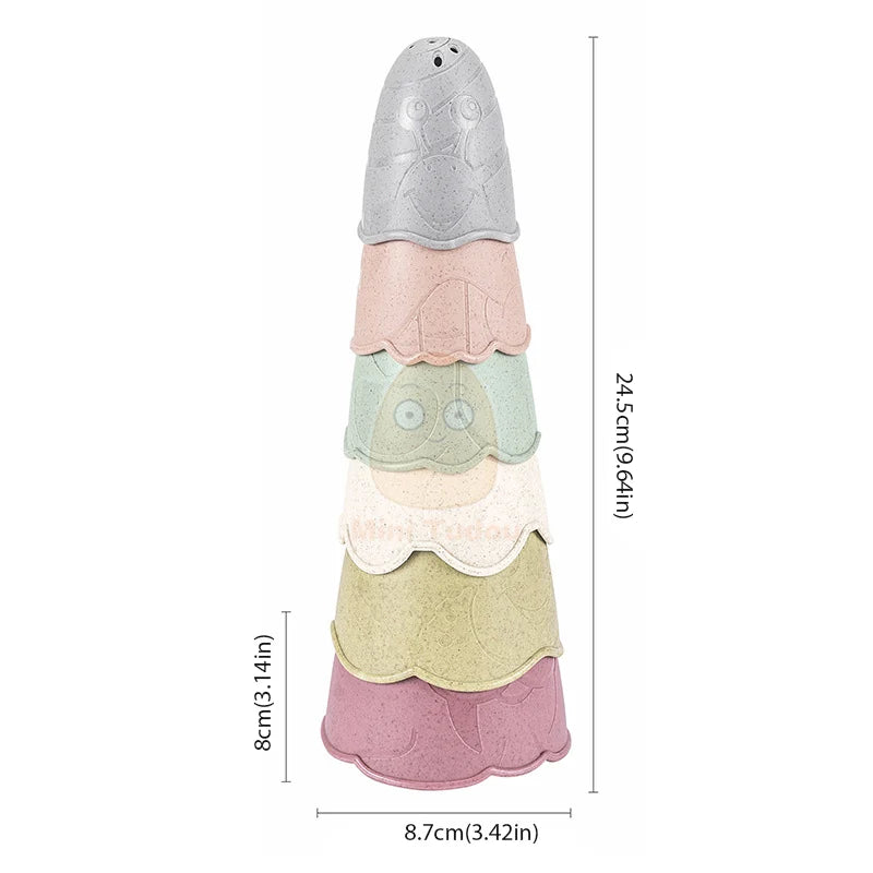 Baby Toys Stacking Cup Cartoon Early Educational Learning Color Number Nesting Sorting Bath Shower Play Water Sand Game For Kids King of Toys