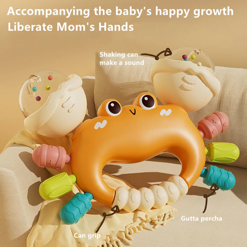 Hochet Main Bébé et Jouet de Dentition – Crabe Sensoriel Éducatif