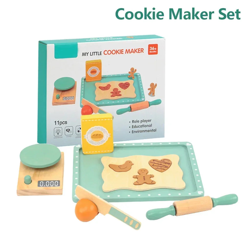 Ensemble de Jouets de Cuisine en Bois - Machine à Café et Fabricant de Biscuits Simulés, Jeu Éducatif pour Filles et Garçons King of Toys