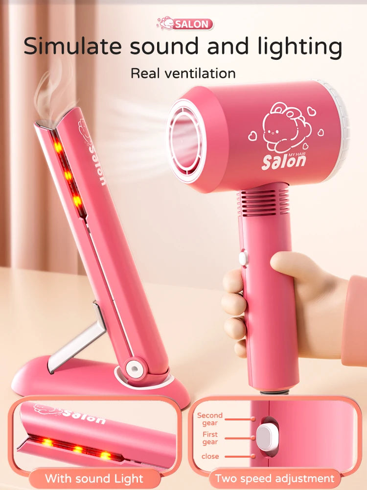 Jouet de simulation de coupe de cheveux pour enfants - Kit de coiffeur avec sèche-cheveux, jouet éducatif pour filles, idéal pour les jeux d'imitation. King of Toys
