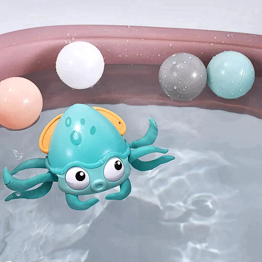 Jouet de bain pour bébé pieuvre avec horloge | Développement de la coordination œil-main Animal mignon arroseur 1+ ans