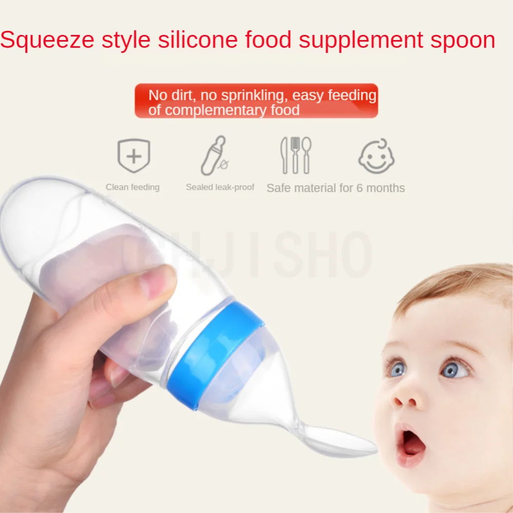 Biberon Cuillère Distributeur en Silicone 90ml pour Bébé - Outil d'Alimentation Sûr et Facile pour les Premières Purées