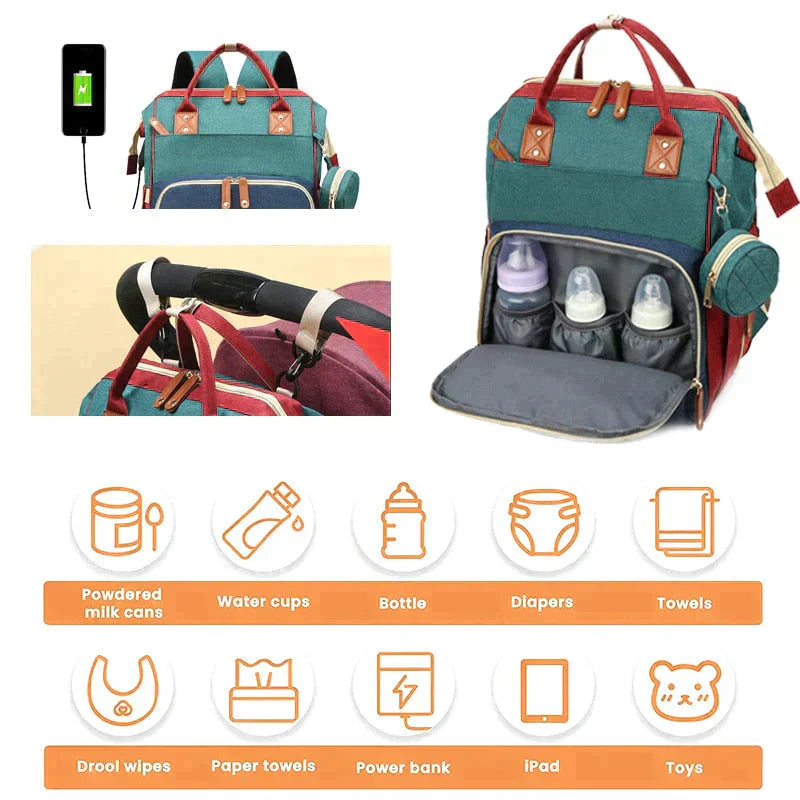 Sac à couches pliable pour bébé - Sac à couches pliable de première qualité, étanche et durable pour les bébés de 0+ mois.