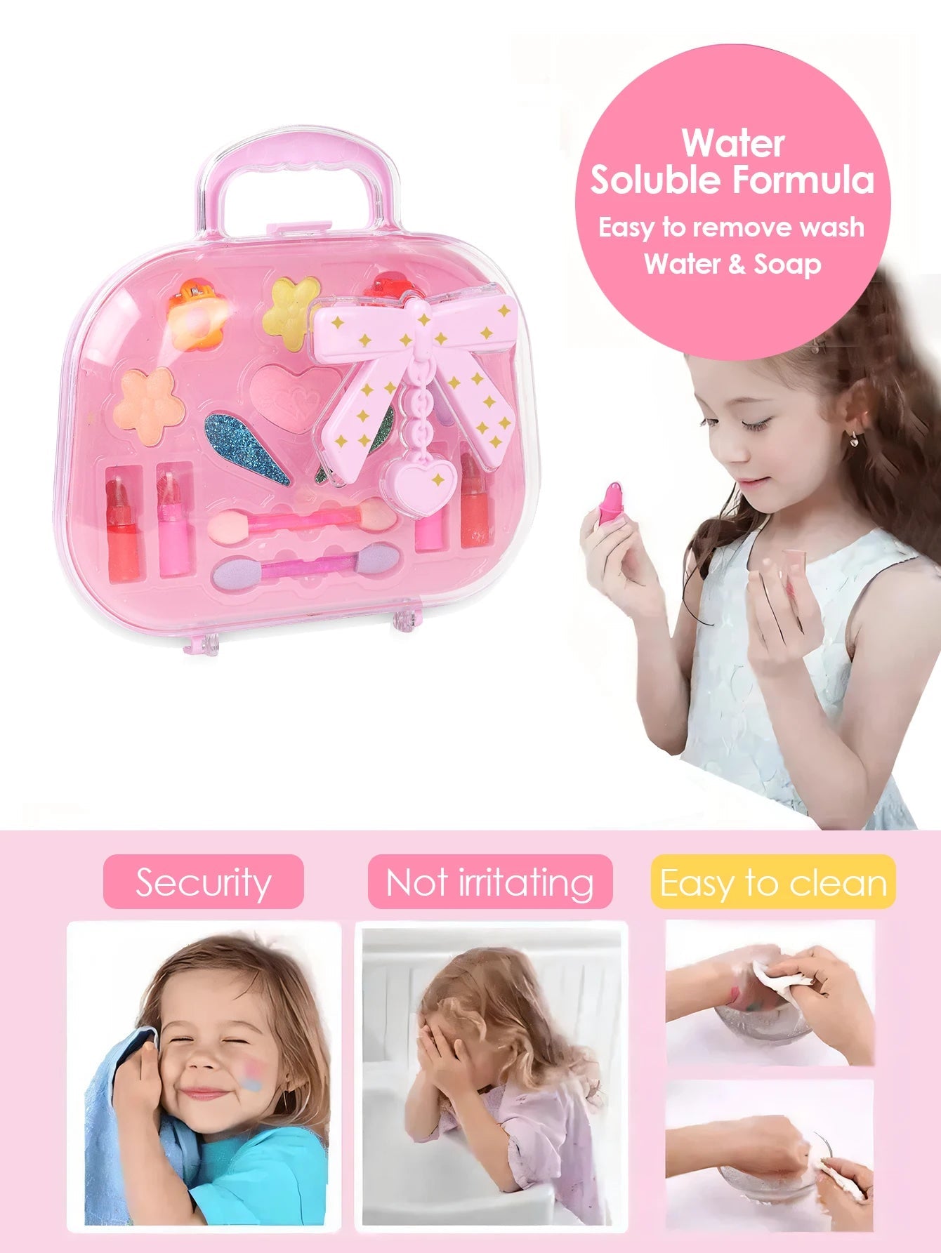 Petite Mallette Beauté pour Filles - Jouet Sac à Main Maquillage Lavable, Kit Beauté Princesse pour Jeu d'Imitation King of Toys