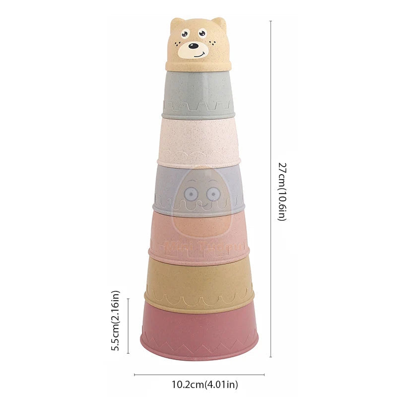 Baby Toys Stacking Cup Cartoon Early Educational Learning Color Number Nesting Sorting Bath Shower Play Water Sand Game For Kids King of Toys