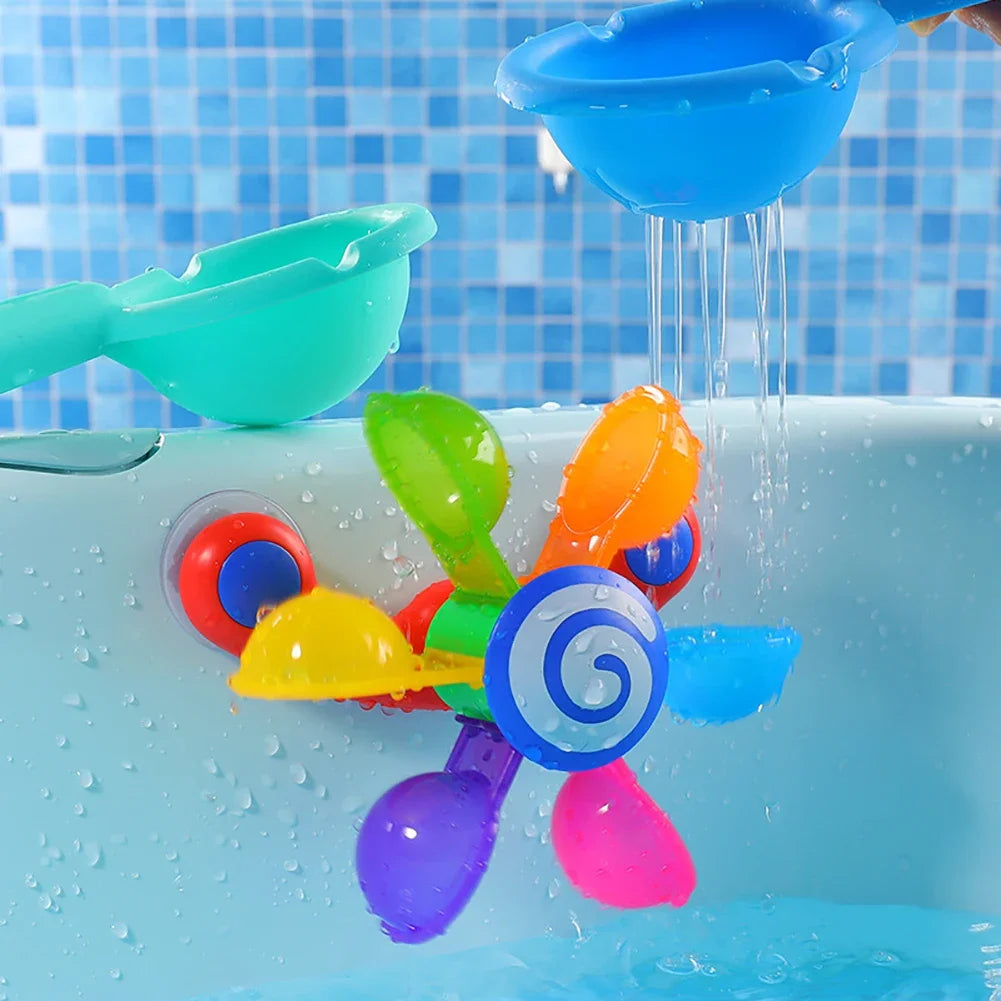 Jouet de Bain Roue à Eau Colorée – Set de Douche Rotatif à Ventouse pour Baignoire Bébé