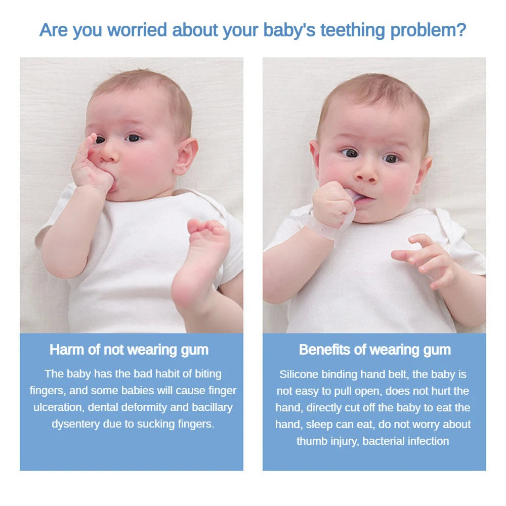 Gant de Dentition Anti-Succion du Pouce en Silicone pour Bébé - Correcteur de Habitudes de Sucement pour Tout-Petits et Nourrissons
