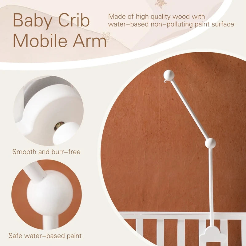 Support Mobile en Bois Nuage pour Bébé – Support de Berceau avec Hochets Suspendus 0-12 Mois