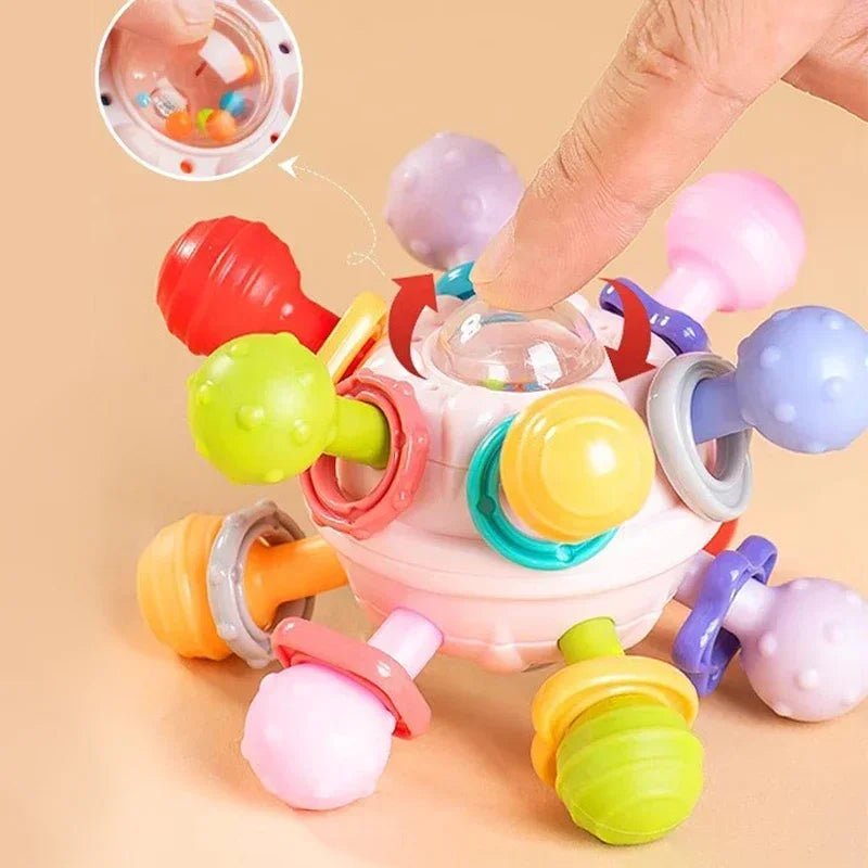 Jouets Montessori Bébé 0-12 Mois - Hochets Sensoriels et Anneaux de Dentition en Silicone, Jouets de Développement pour Tout-Petits