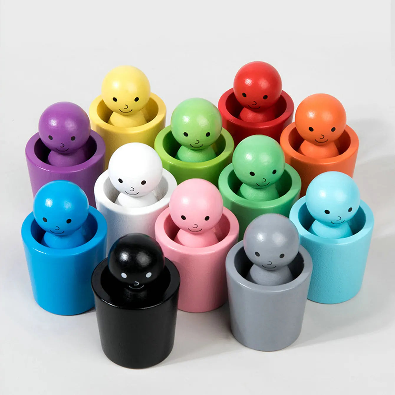 Jouet en bois Montessori pour bébé - Ballon arc-en-ciel et gobelets pour jeux de tri de couleurs et d'apprentissage des chiffres King of Toys