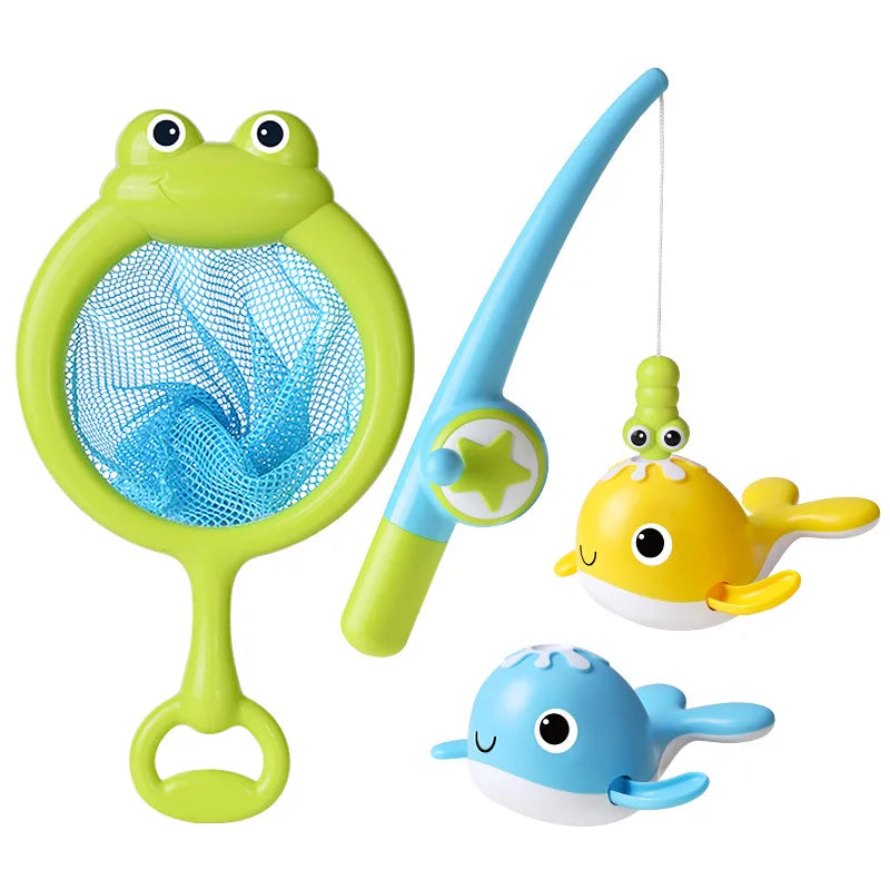 Jouets de pêche magnétique pour le bain | Baleines flottantes et ensemble de canne à pêche avec filet pour enfants King of Toys