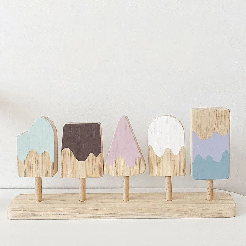 Jouets en Bois Glaces Montessori - Jeu d’Imitation Alimentaire pour Enfants de 3 à 5 Ans, Accessoires de Cuisine King of Toys