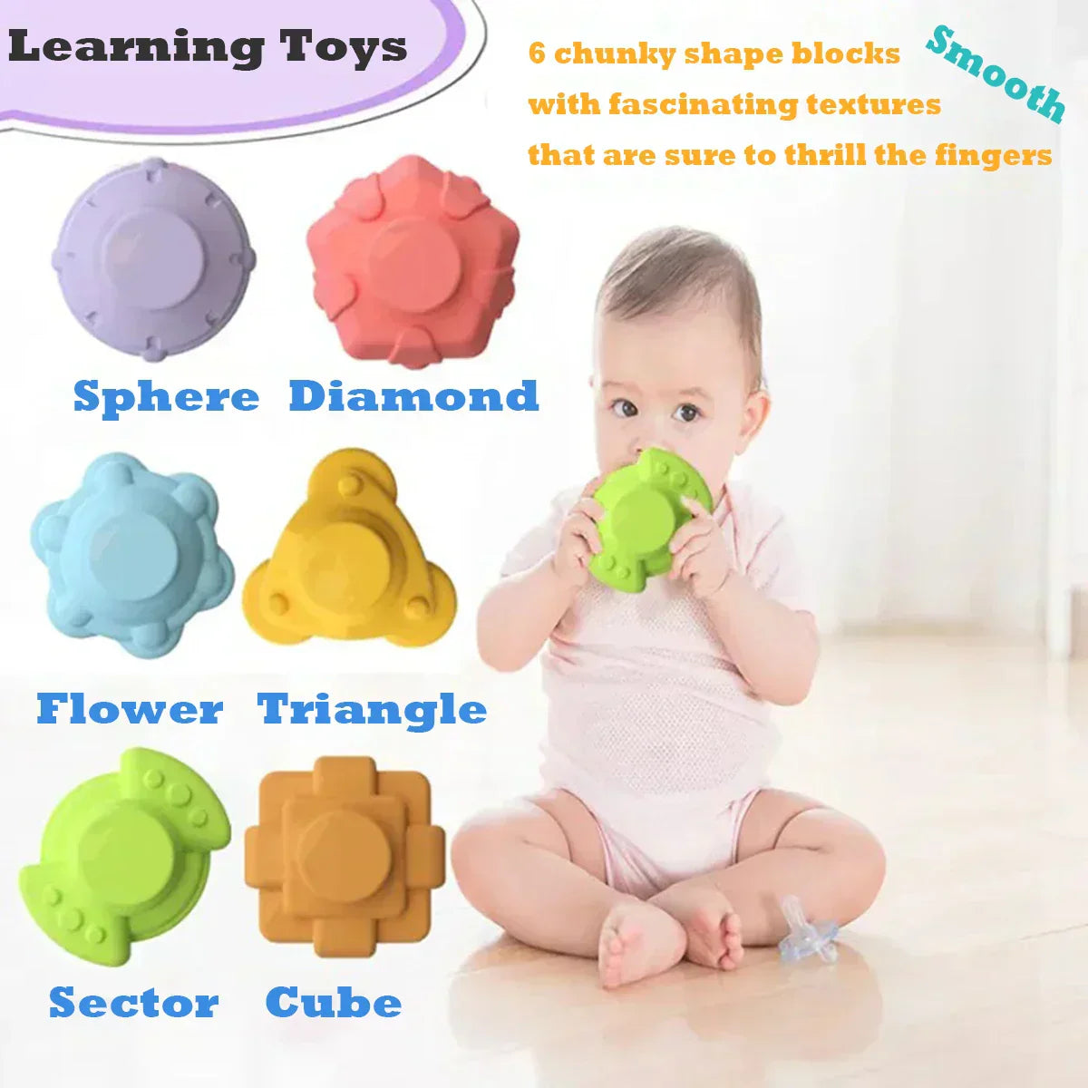 Trieur de blocs sensoriels - Six blocs de forme massive Jouet éducatif Montessori pour les enfants de 12 mois et plus