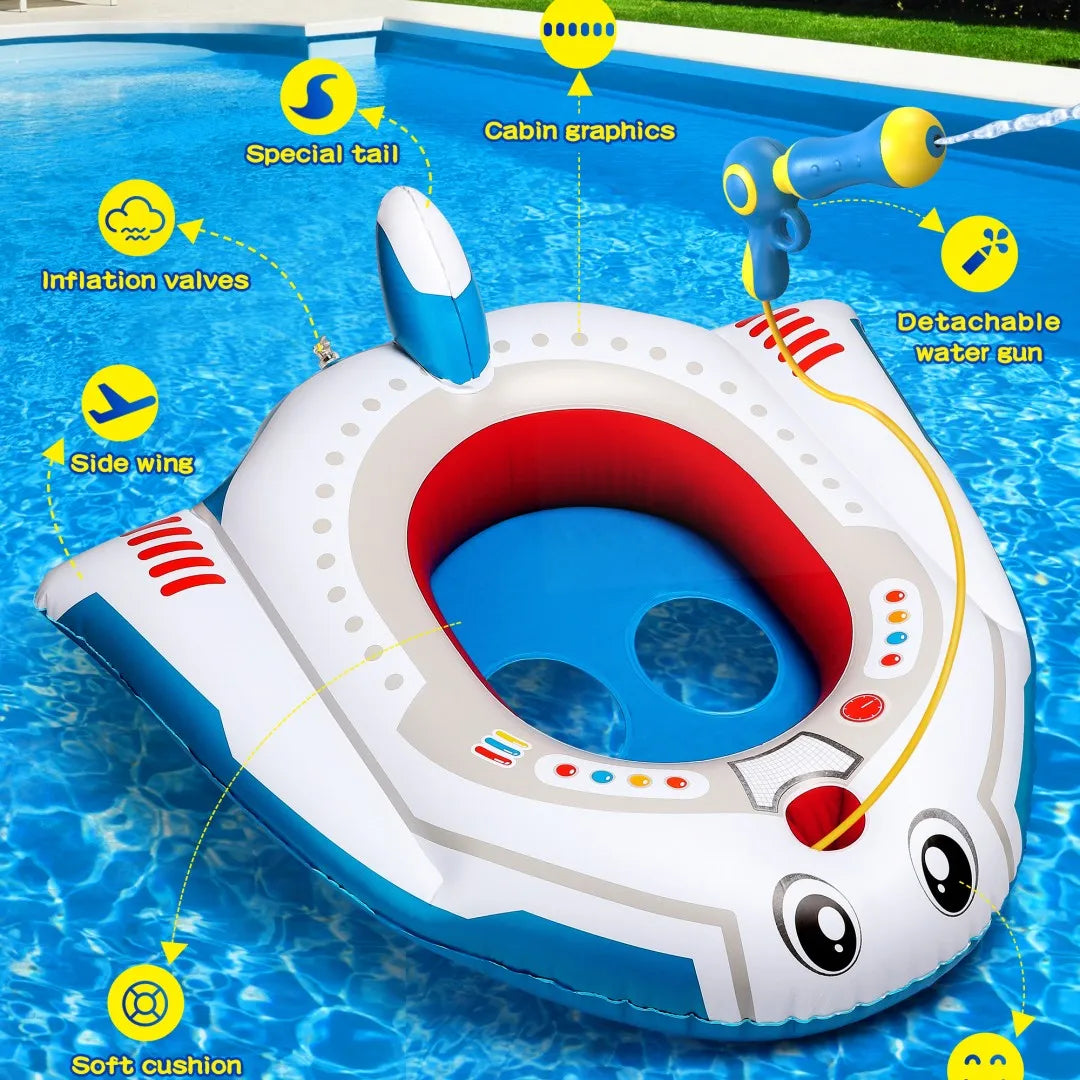 Flotteur de piscine pour enfants avec pistolet à eau - Jouets de piscine pour 4 5 6 7 8 9 ans Garçons Filles Fun d'été