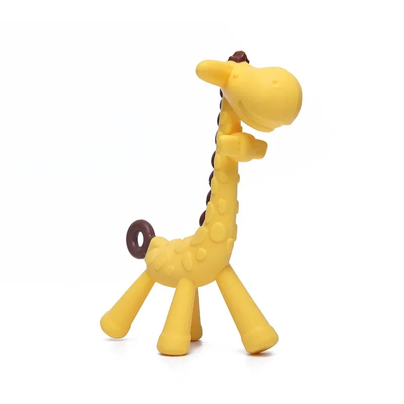 Anneau de Dentition Girafe en Silicone pour Bébé - Jouet Molaire Souple et Sûr pour Poussées Dentaires - Cadeau de Naissance sans BPA