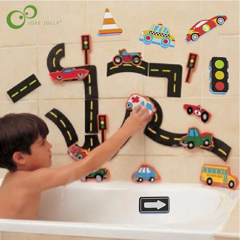 Jouet de Bain Véhicules en Mousse EVA – Jouet Éducatif à Ventouse pour Bain Enfant & Bébé