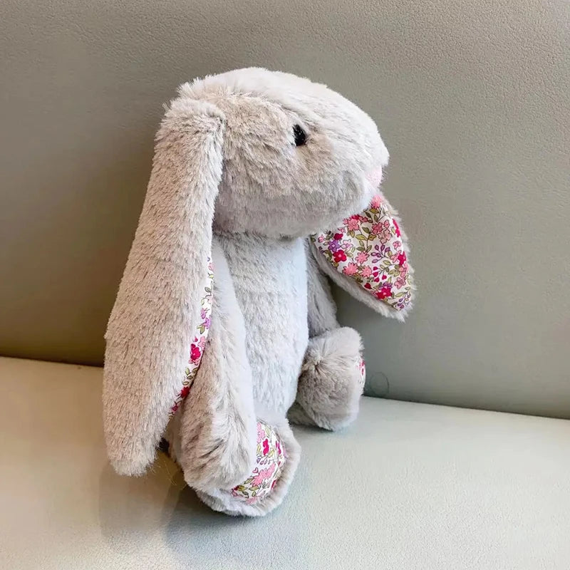 Jouet en peluche lapin super doux de 25 cm - Peluche de lapin avec longues oreilles fleuries, cadeau pour filles King of Toys