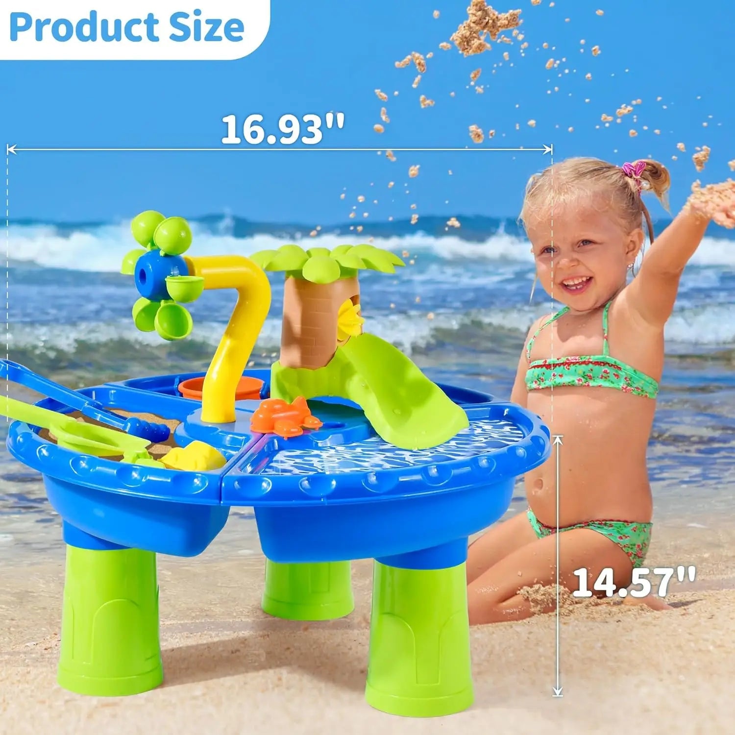 Table d'Eau et Bac à Sable pour Enfants, Jeu Sensoriel Extérieur avec Jouets de Sable et Piscine Éclaboussures, Activité d'Été pour Tout-petits King of Toys