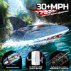 SharkWave Bateau RC 30KM/H – Moteur brushless ultra-rapide avec LED, jouet de course étanche 2.4GHz