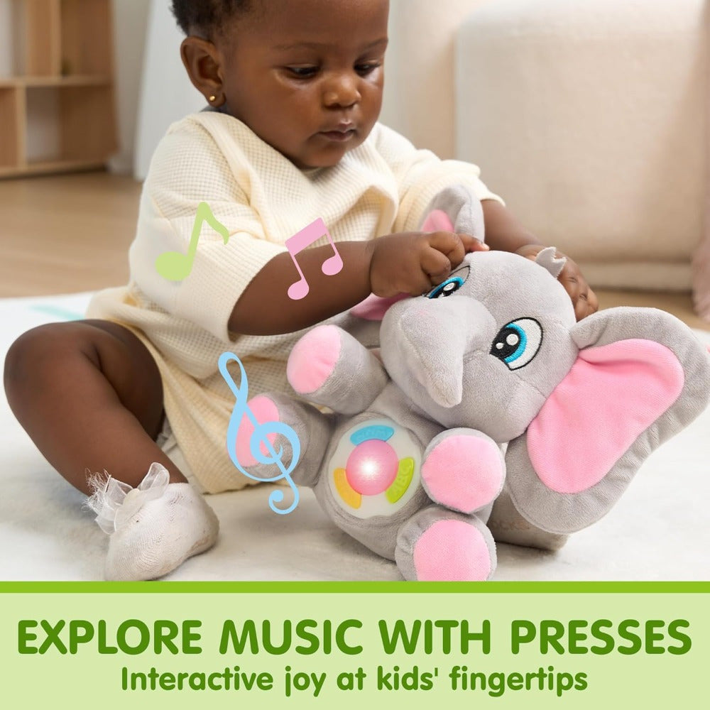 Éléphant Musical en Peluche – Jouet Bébé Interactif avec 12 Chansons, Lumières et Apprentissage | Cadeau Naissance +6 Mois