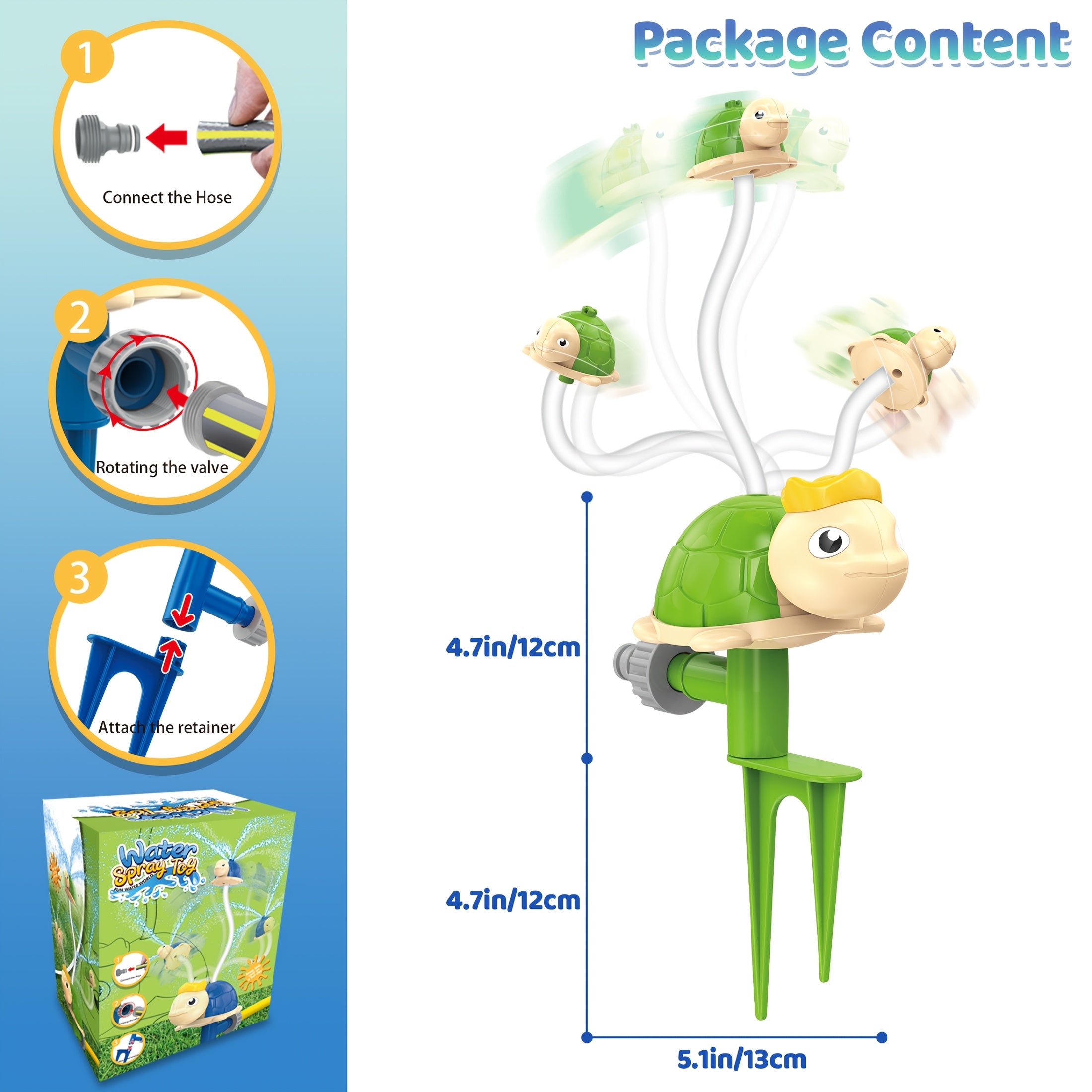 Jouet Arroseur Tortue pour Enfants – Tuyaux Mouvants pour Jardin Été (3 à 8 ans)