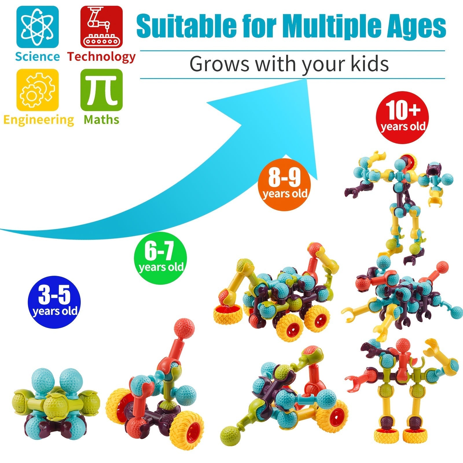 Blocs de Construction Articulés 50/95/190PCS - Jouet Créatif et Logique - Cadeau Noël/Action de Grâce/Nouvel An King of Toys
