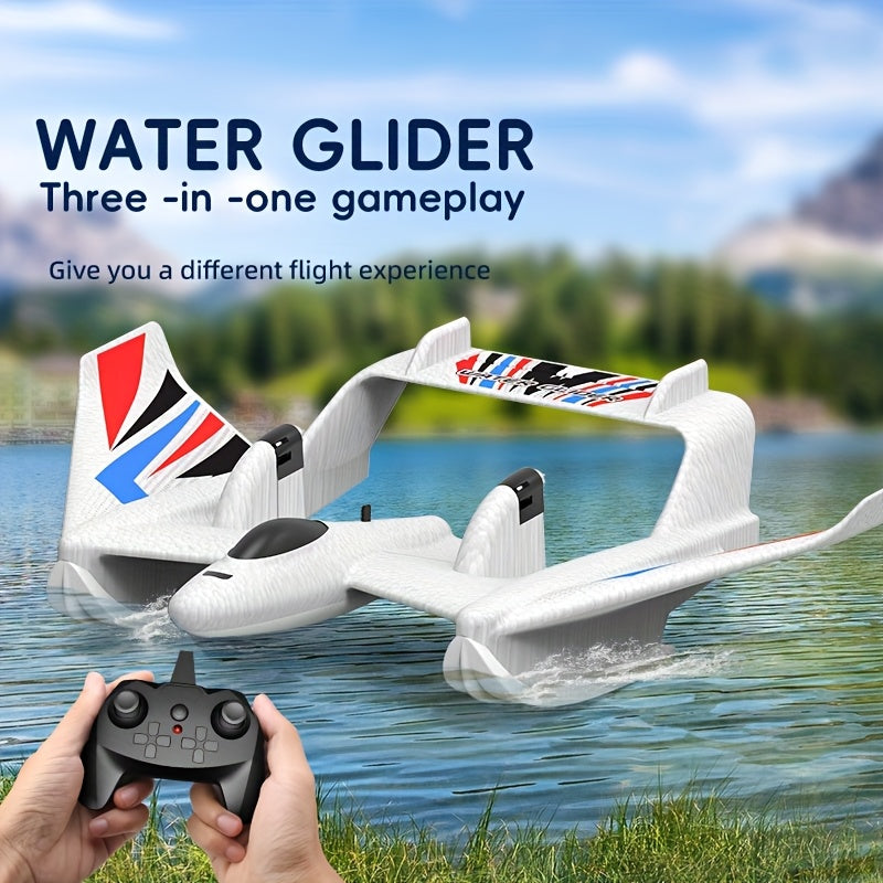 Avion RC Amphibie 2-en-1 – Avion Télécommandé en Mousse EPP pour Eau et Terre | Stabilisation Gyroscopique, Jouet à Ailes Fixes, Cadeau