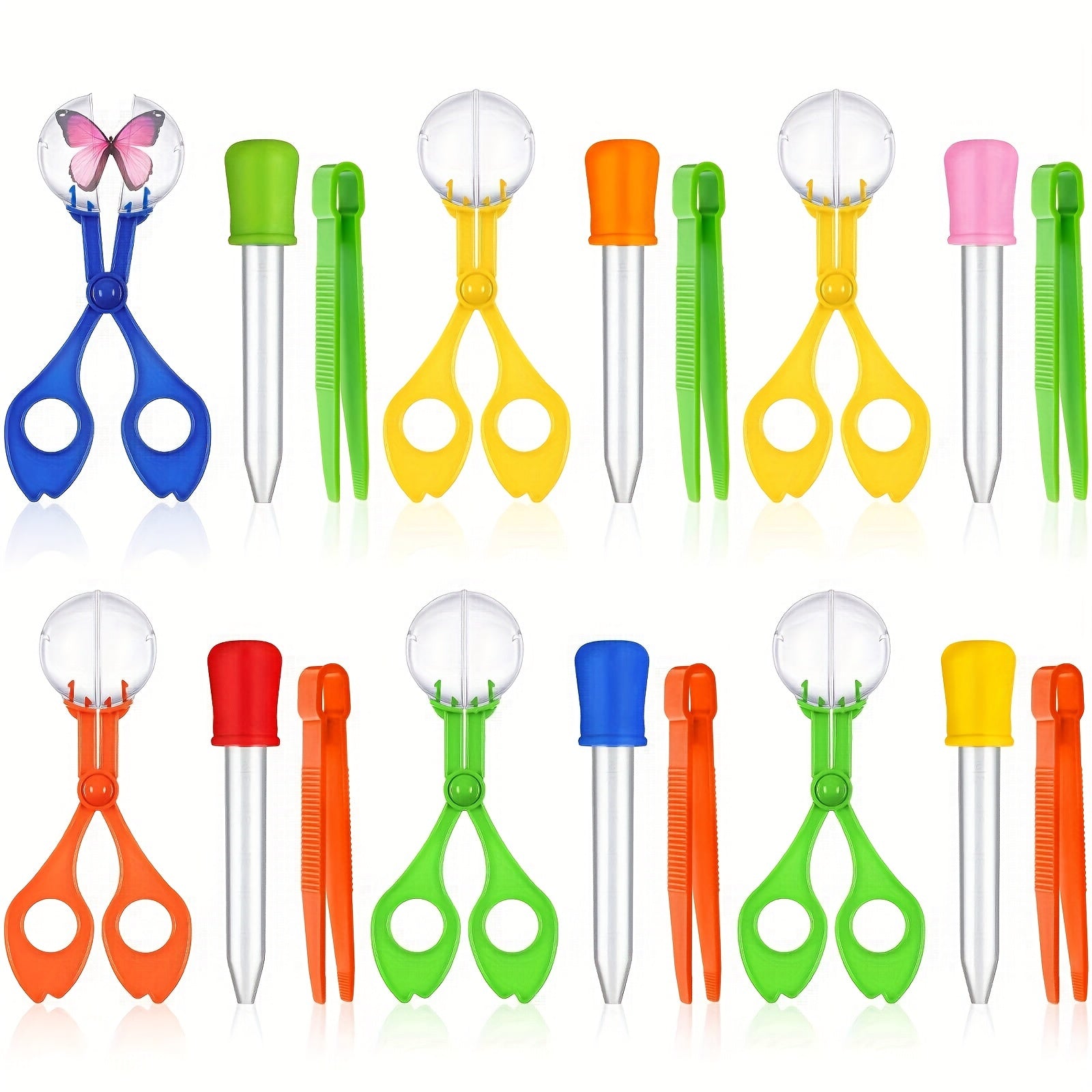 Set sensoriel 3pcs pour motricité fine - Pince ciseaux insecte, pince à épiler et compte-gouttes éducatif pour exploration extérieure King of Toys