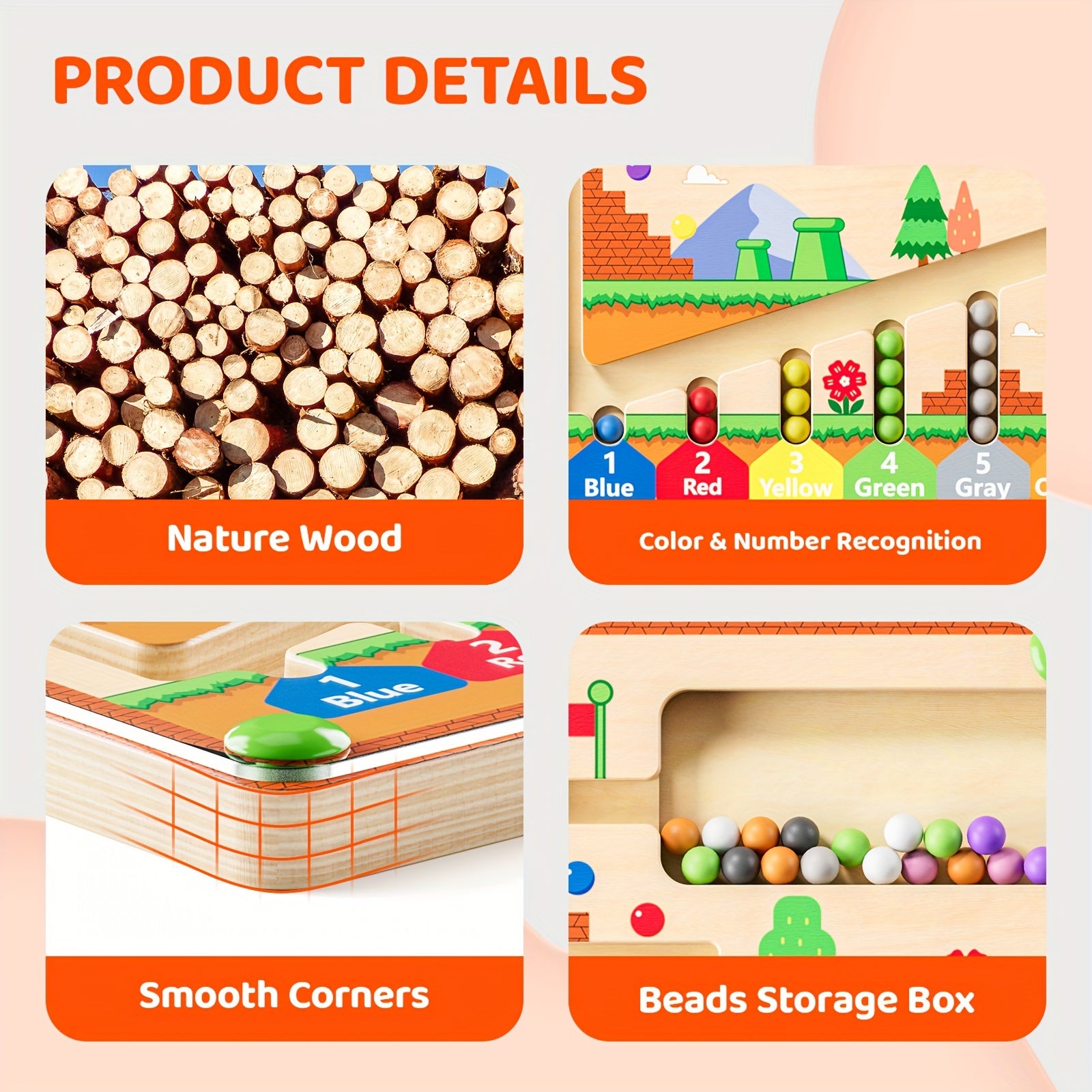 Labyrinthe Magnétique Couleurs & Chiffres – Jouet Montessori Bois 3 Ans et +
