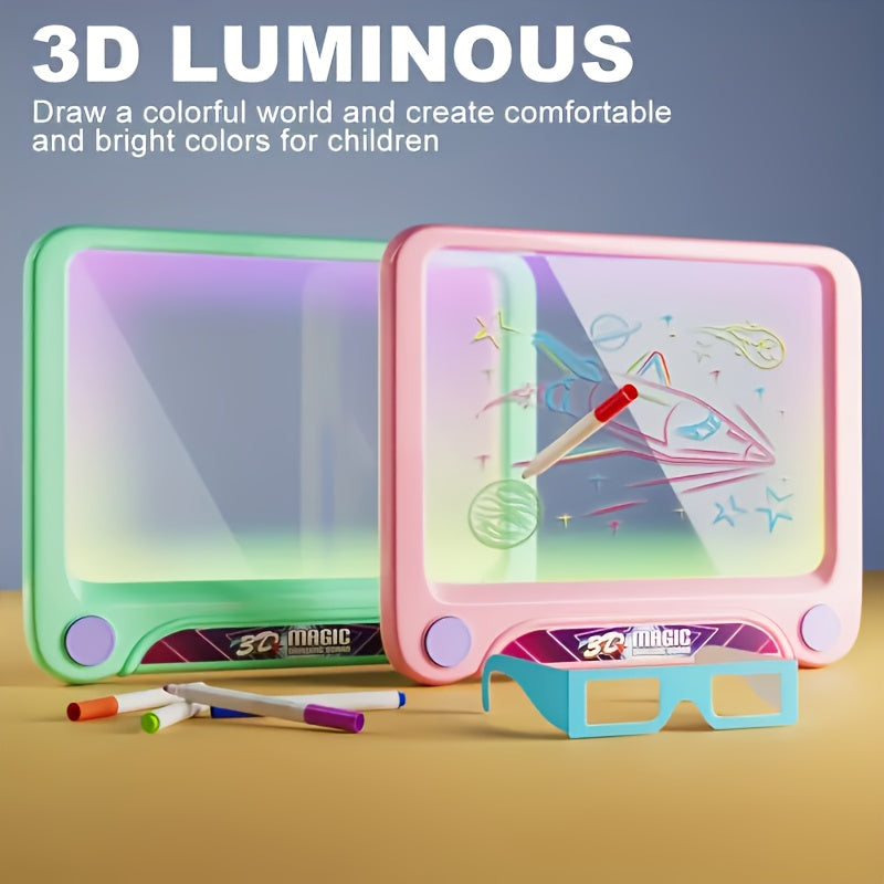 Tableau de Dessin Lumineux 3D pour Enfants | Jouet Créatif avec Stylos Colorés et Effets Magiques – Cadeau de Noël, Halloween et Nouvel An