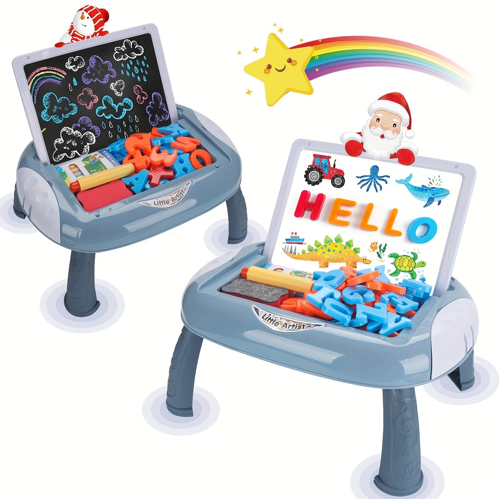 Tableau à Dessiner Double Face - Ardoise Réversible Blanche et Tableau Noir avec Accessoires Éducatifs | Cadeau d'Anniversaire pour Garçons et Filles, Idéal pour Voyage en Voiture ou Avion, Halloween et Noël King of Toys