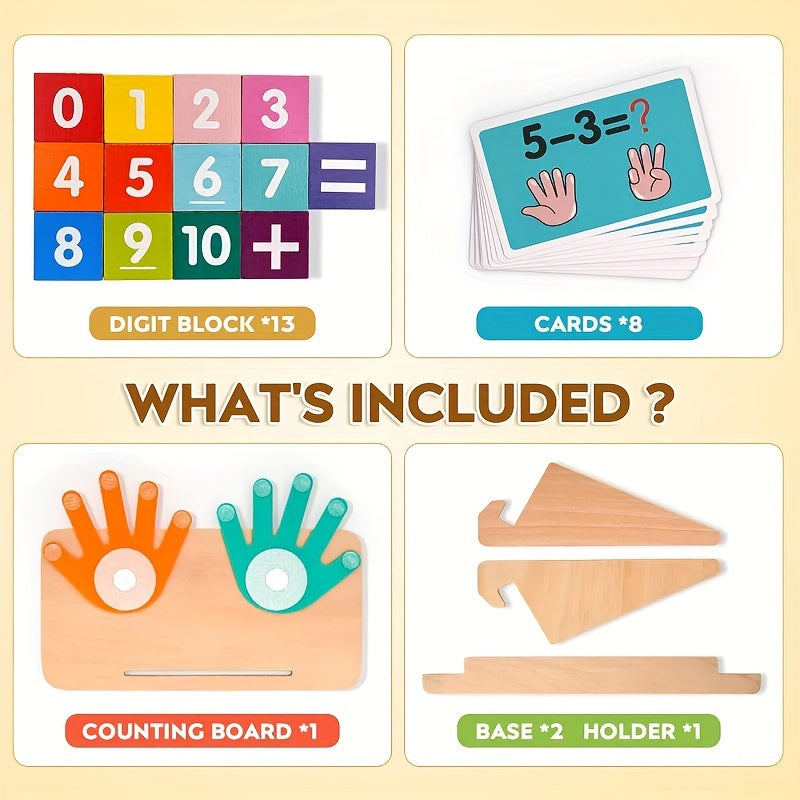 Tableau d'Apprentissage Mathématique en Bois Montessori pour Enfants 3 Ans et Plus - Outil Éducatif pour Apprendre à Compter, Additionner et Soustraire