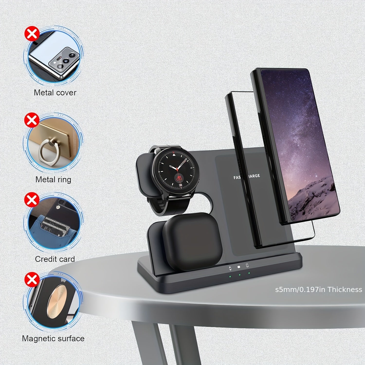 Station de Charge Sans Fil Triple | Pad de Charge Rapide 3-en-1 pour Android et iPhone King of Toys