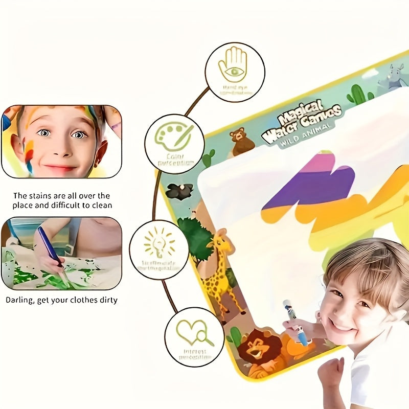 Tapis Magique d'Écriture à l'Eau Réutilisable pour Enfants 3 Ans et Plus - Tapis de Dessin Géant 80x60cm pour Apprentissage des Lettres et des Chiffres - Zéro Gâchis
