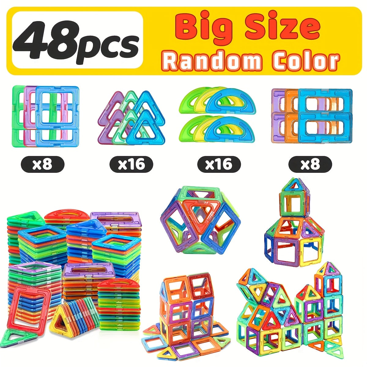 Blocs de Construction Magnétiques STEM pour Enfants 3 Ans et Plus - Kit Éducatif Grande Taille pour Tout-Petits Garçons et Filles - Jouet Magnétique Créatif