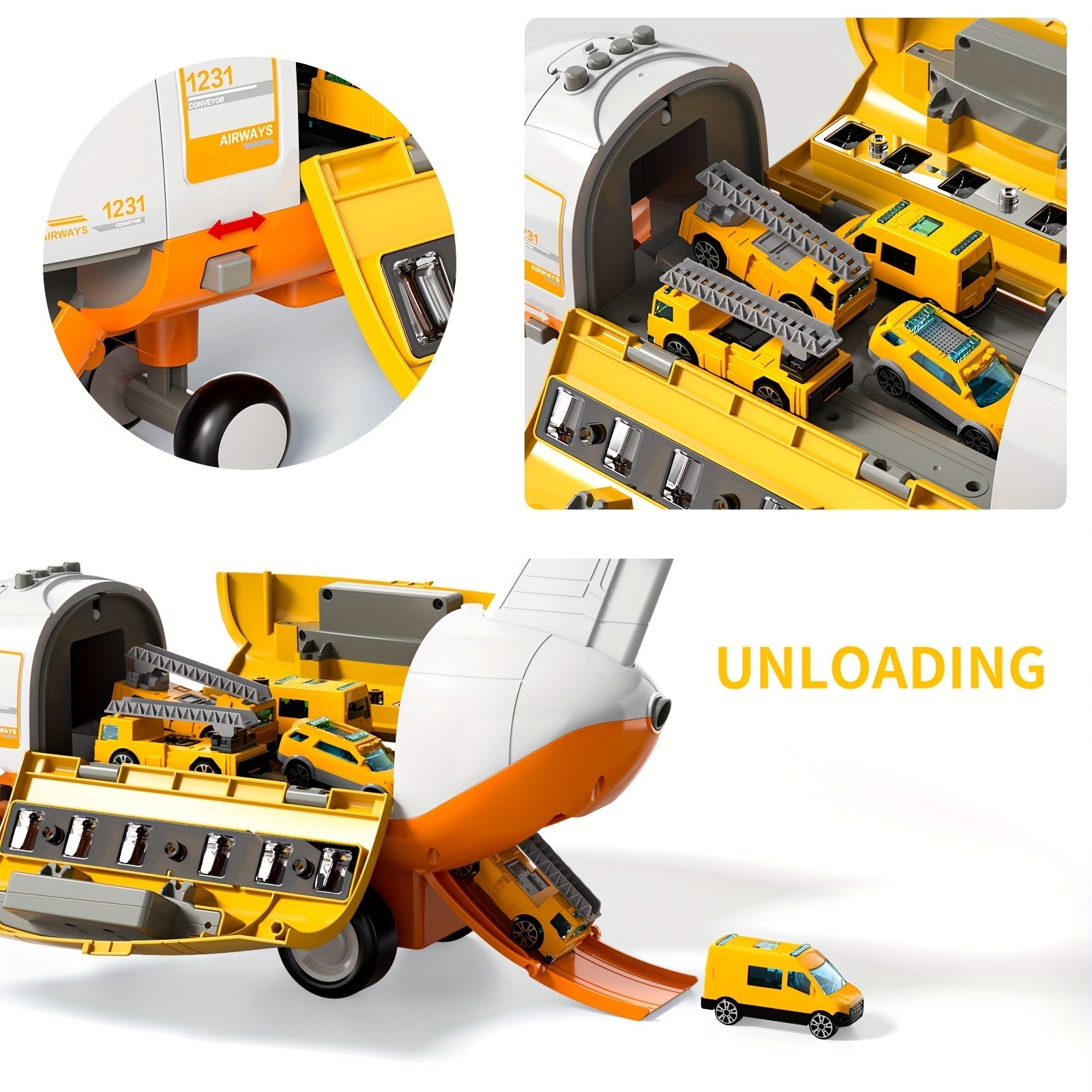 Avion Jouet pour Enfants de 3 Ans | Avion de Transport Grand Modèle avec 10 Voitures | Cadeau de Noël et Halloween | Jouet Éducatif et Fun pour Enfants King of Toys