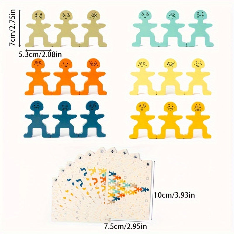 Blocs d'empilage en bois colorés - Jeu d'équilibre vibrant pour enfants, améliore la motricité fine et la concentration, parfait pour Noël et Thanksgiving King of Toys