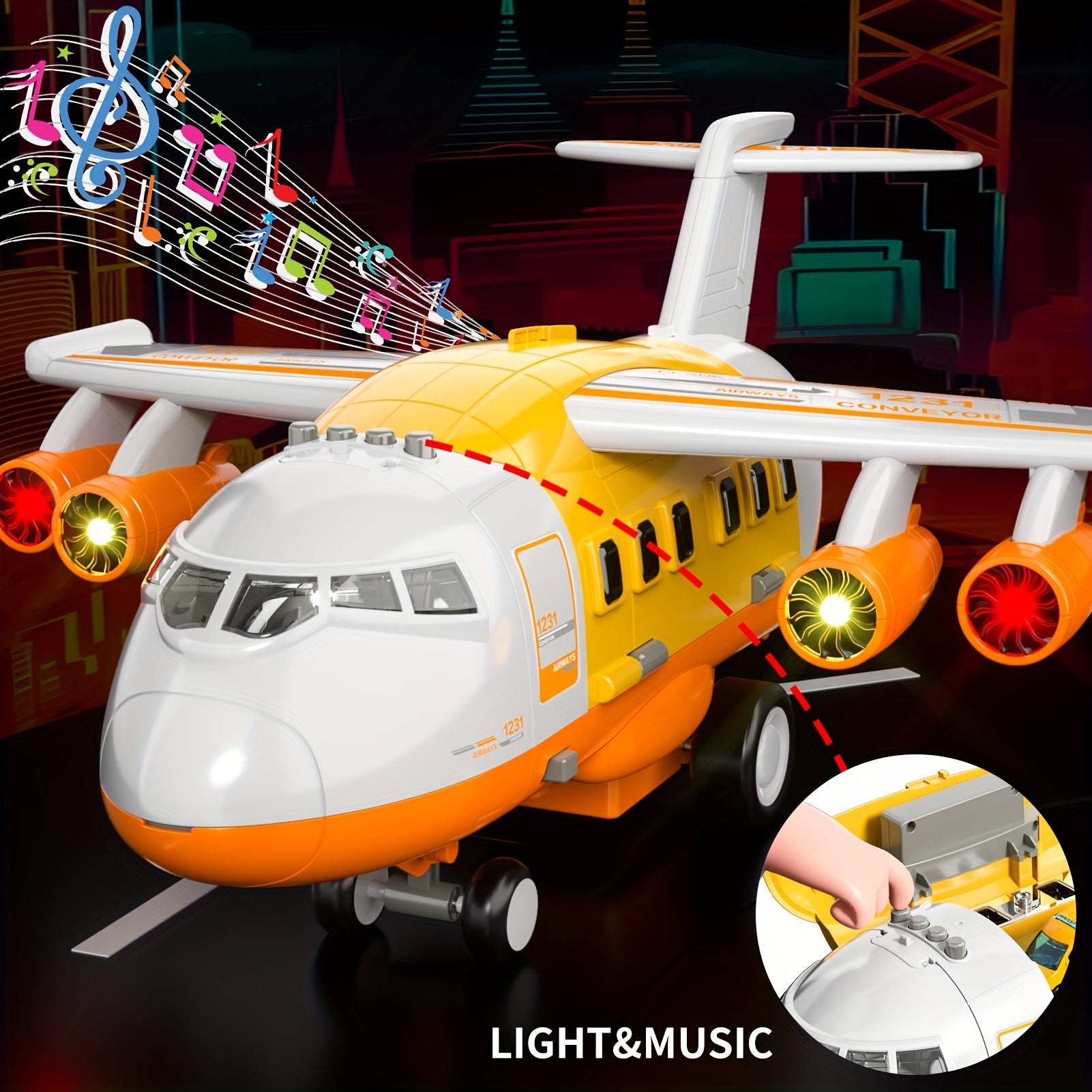 Avion Jouet pour Enfants de 3 Ans | Avion de Transport Grand Modèle avec 10 Voitures | Cadeau de Noël et Halloween | Jouet Éducatif et Fun pour Enfants King of Toys