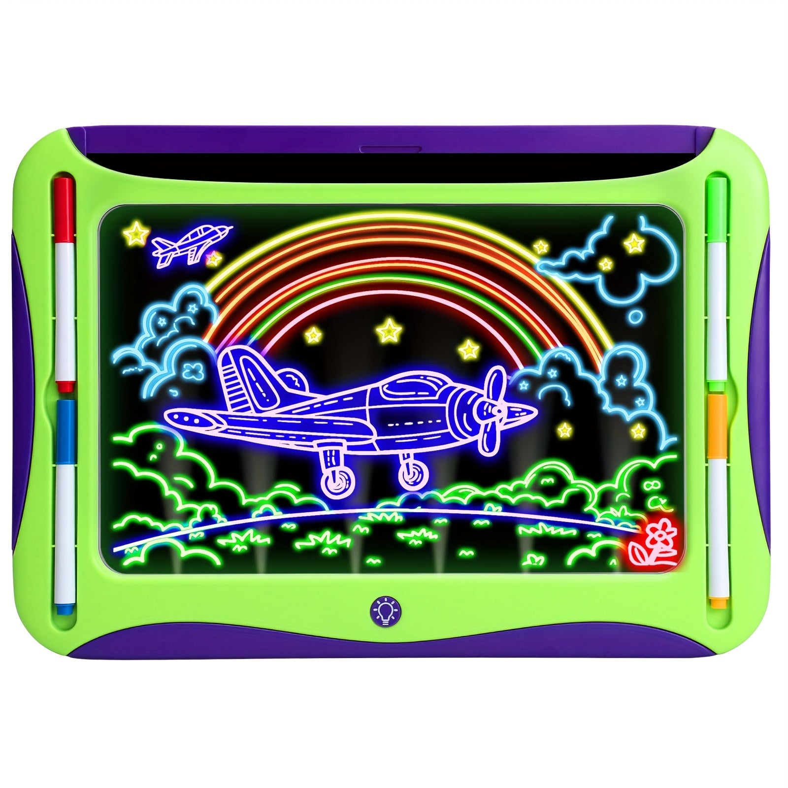 Tablette de dessin lumineuse LED | Planche à dessin magique avec 9 cartes recto-verso & 6 marqueurs – Jouet éducatif pour filles et garçons de 3 à 8 ans